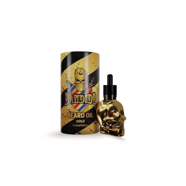 Bandido Bart Öl für die tägliche Bartpflege von 3-Tage-Bart oder Vollbart | Beard Oil als Geschenk für Männer | 40ml mit Pipette Spender | Totenkopf Design | Barber-shop Bart-Serum | (Gold)