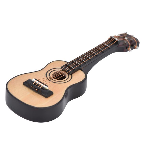 1/12 Scale Dollhouse Miniature Guitar Mini Musical Instrument Wooden Model Replica Festival Decoration Dollhouse Accessories(Classical Guitar)