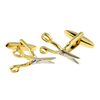 Two Tone Silver & Gold Scissors Cufflinks in a Personalised Engraved Cufflink Box