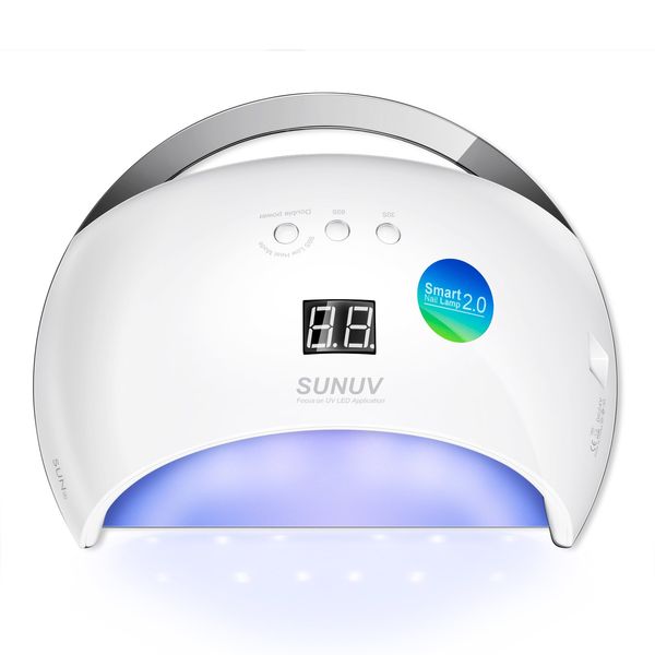 UV LED Nail Lamp, SUNUV 48W Gel Nail Polish Dryer with 30/60/99S Timer Sensor Removable Bottom Tray for Home and Salon