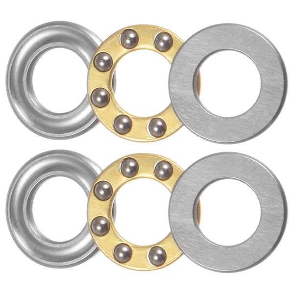 uxcell F7-13m Thrust Ball Bearing 7mm x 13mm x 5mm with Brass Washer A BEC1 Set of 2