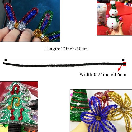 HAHIYO 12inches*6mm Black 70PCs Pipe Cleaner Craft Chenille Stem Extra Long Chenille Cleaner Pipe Stem Stable&Soft Craft Supplies Set for Creative DIY Arts Craft Project Kids DIY Art Supplies