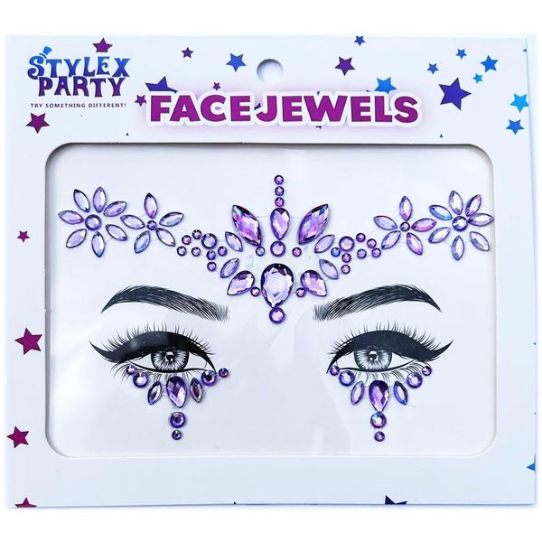 Adhesive Face Gems Jewels Pick & Choose Festival Rave Party Accesories Make Up Special Effects Glow In The Dark Stick On Body Gems (Purple Flower)