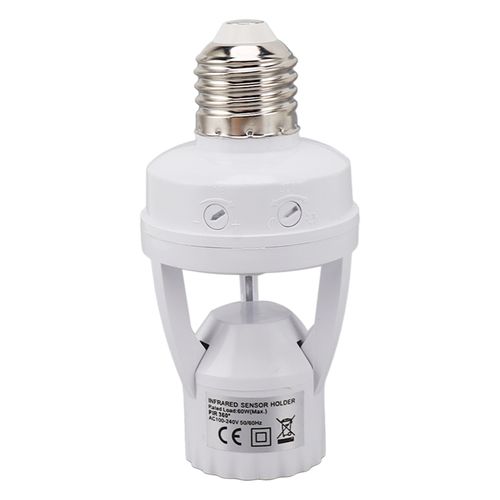 Motion Sensor Light Socket, Adjustable Auto On Off Night Light Control E27 Screw Bulb Adapter PIR Motion Sensor Motion Activated Light Socket for Basement, Garage, Staircase