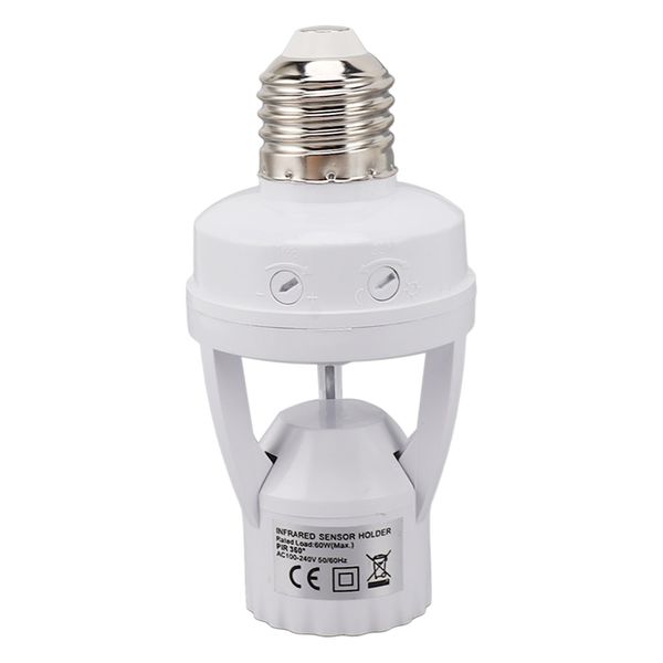 Motion Sensor Light Socket, Adjustable Auto On Off Night Light Control E27 Screw Bulb Adapter PIR Motion Sensor Motion Activated Light Socket for Basement, Garage, Staircase