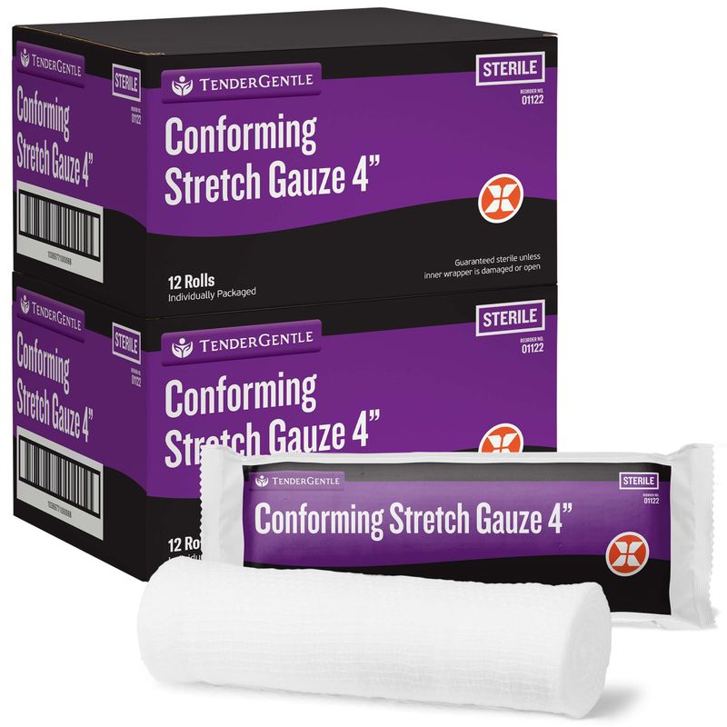 Conforming Stretch Gauze Rolls 4 Inch - 2 Pack of 24 White Sterile ...