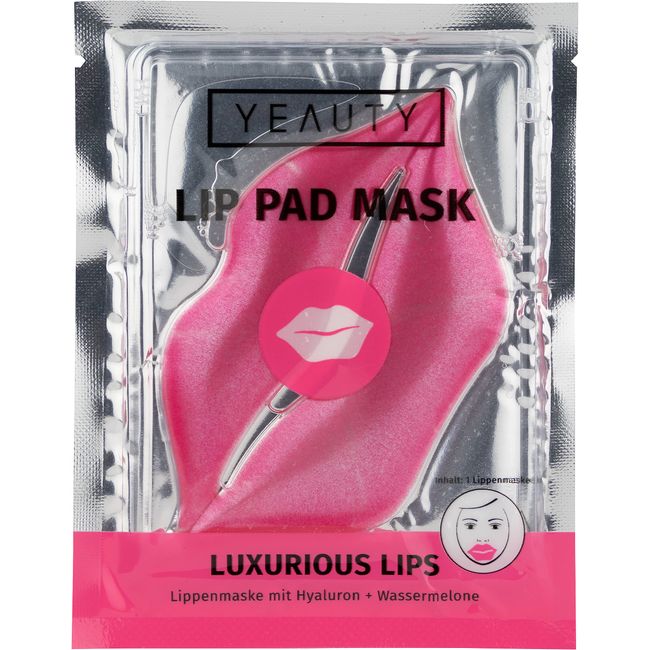 YEAUTY LUXURIOUS LIPS LIP PAD MASK, mit Hyaluron und Wassermelonengeschmack, die Lippenmaske mit dem Pink-Glamour-Effekt, sorgt für hervorragend softe Lippen, 1x 1 Stück