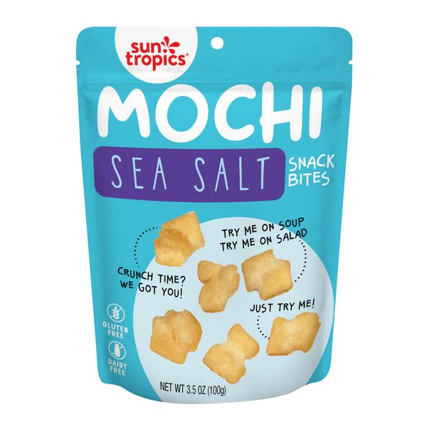 Sun Tropics Mochi Snack Bites, Sea Salt Flavor- 3.5 oz (6 Pack) | Crispy Crunchy Mochi Bites, Rice Nuggets | Mochi Puff Rice Crackers- Gluten Free & Dairy Free- No MSG Added | Asian Rice Snacks