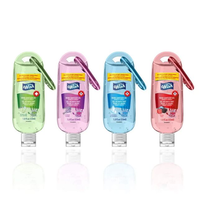 Wish Advanced Hand Sanitizer 1.8 oz with key clip Assorted Scents (4 Pieces )