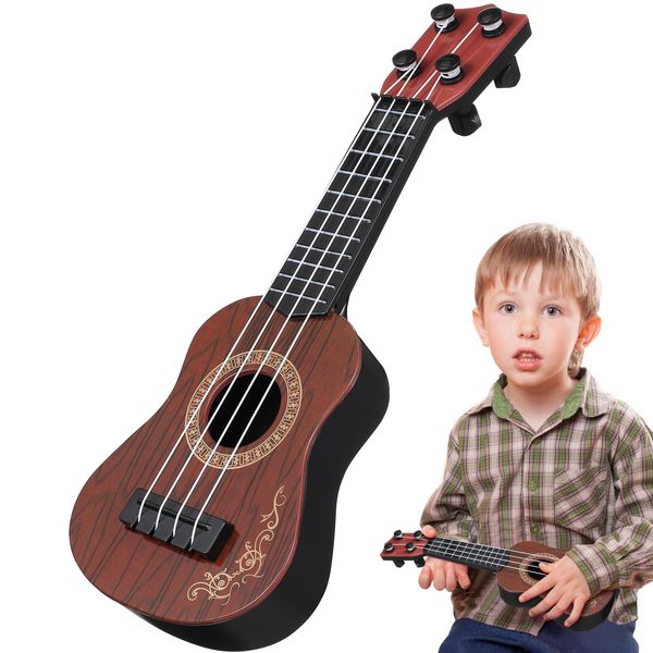 Kids Musical 1pc Wooden Kids Ukulele Toy Toddler Guitar Classical Instrument Ukulele Musical Toy for Preschool Children ( Brown ) Baby Guitar