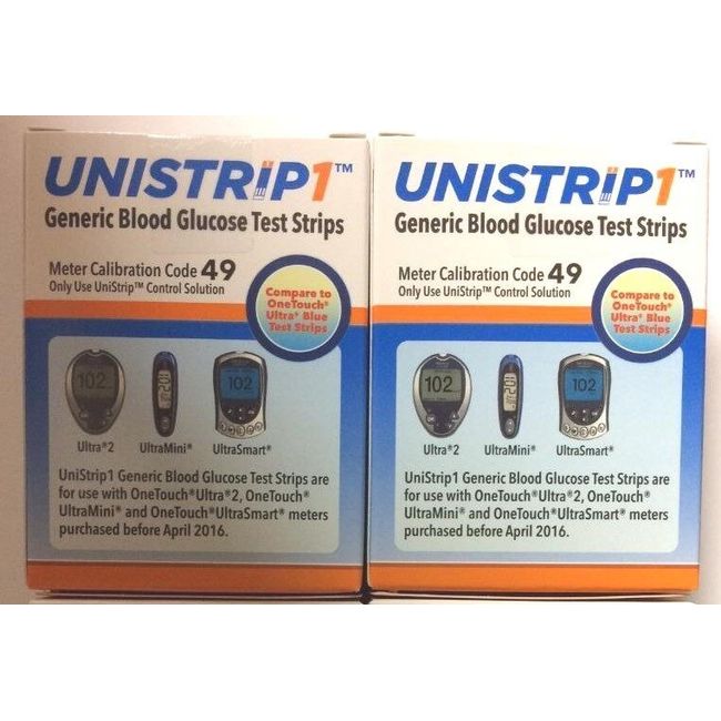 UniStrip 100 Test Strips for Use with Onetouch Ultra Meters Exp: 10/10/2025