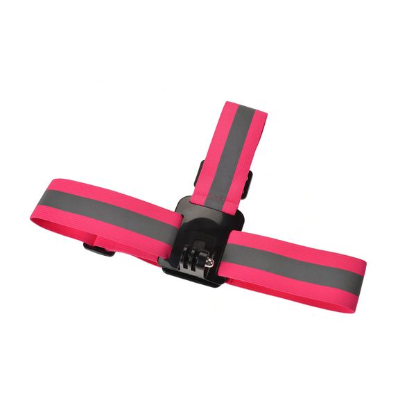 TECHALOGIC Reflective Head/Helmet strap compatible with GoPro Cameras (Pink Reflective)