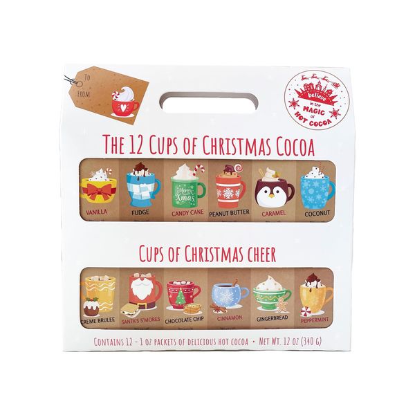 Christmas Coffee or Hot Chocolate Gift - 12 Varieties of Christmas Coffee or Cocoa Advent Calendar for Kids and Adults (Cocoa)