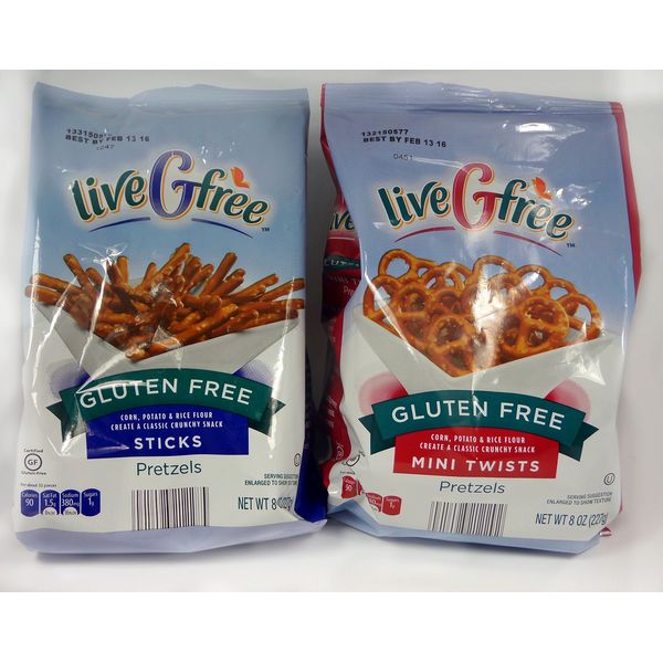 Gluten Free Pretzels - 2 Pack of Twists + Sticks- Each Bag (8oz) - Crunchy and Delicous