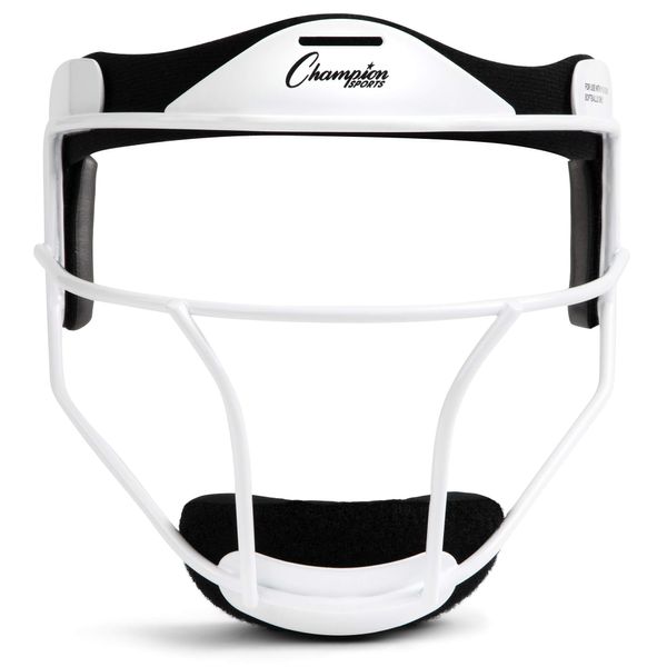 Champion Sports Steel Softball Face Mask - Classic Fielders Masks for Adults - Durable Head Guards - Premium Sports Accessories for Indoors and Outdoors - White