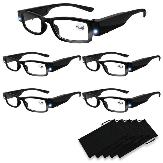 DuanMei 2 Pack Reading Glasses with Lights Led Readers with Lights Lighted  Magnifying Glasses Lighted Reading Glasses for Men Women Glasses with