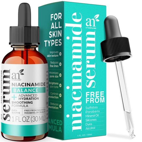 artnaturals Niacinamide Face Serum - Advanced Serum with Hyaluronic Acid - Vitamin B3, Saffron and Sunflower Oil - Pore Reducer - 1 oz