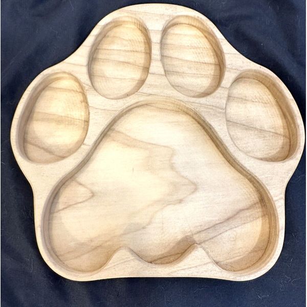 Paw Print Wood Serving Tray Knick Knack Dish Pet Treat Tray 10”