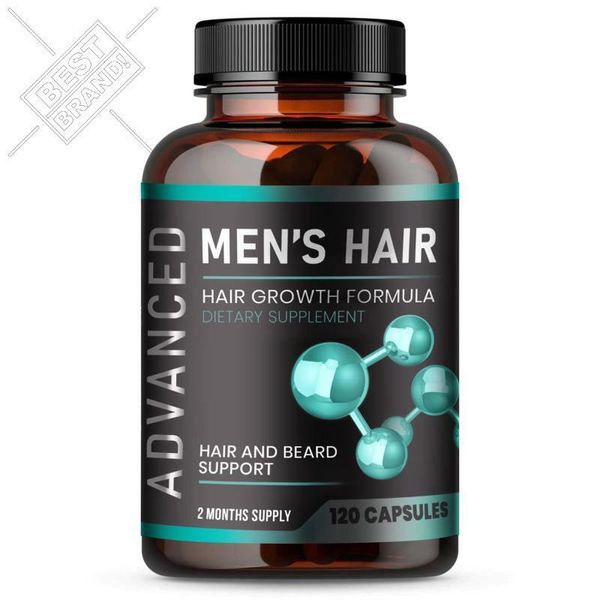 Hair Growth Vitamins For Men - Anti Hair Loss Pills. Regrow Hair Beard Growth