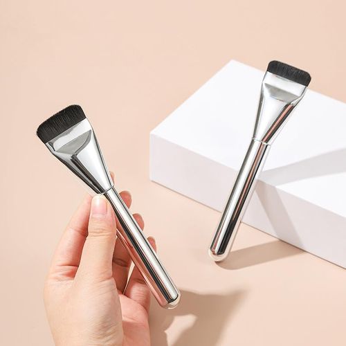 1 Flat Makeup Brush, Foundation Brush, Facial Mask Brush, Fiber Bristle, Non-marking Makeup Application, Skin-friendly Soft Bristle, Portable Makeup Brush, Brush Head with Protective Cover