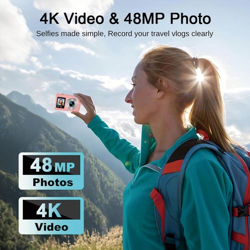 DreamFair Kids Digital Camera | with Dual Screen for Selfies | 48MP Digital Camera for Beginners | Autofocus 4K Vlogging Video Camera with 18X Zoom | Anti-Shake Digital Cameras for Teens, Adults