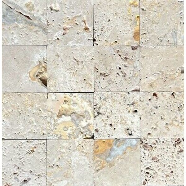 Ivory Rustic Scabos 4x4 Brushed Travertine Floor and Wall Backsplash Tile 1 SF
