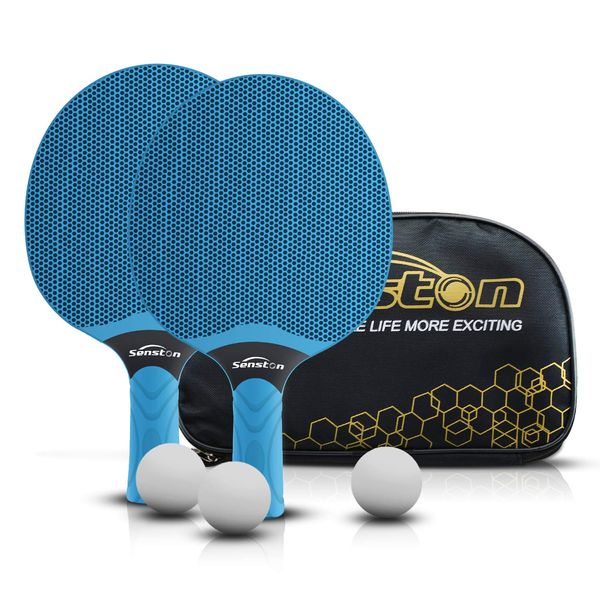 Senston Table Tennis Rackets Set, Professional Table Tennis Racket with 3 Balls, Composite Rubber Ping Pong Paddle Set