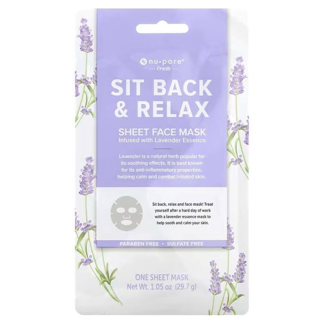 2 pk. Nu-Pore  Sit Back Relax Sheet Face Mask