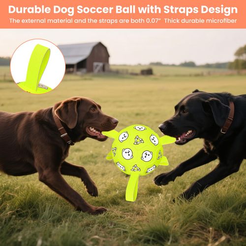 WYNTRIUM Dog Toys, Durable Dog Soccer Ball with Straps, Interactive Dog Toys, Water Fetch Ball for Tug of War, Puppy Toys for Indoor/Outdoor – Fun Dog Birthday Gift for Small & Medium Dogs, 6 Inch
