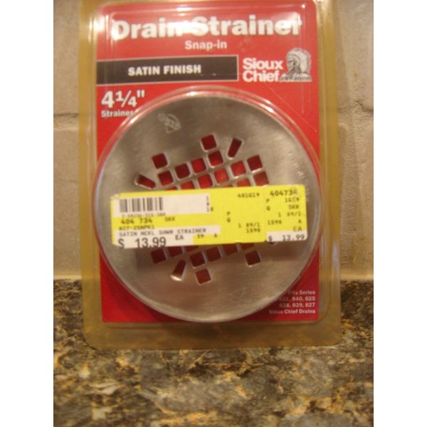 DRAIN STRAINER 4 1/4 SATIN FINISH SIOUX CHIEF