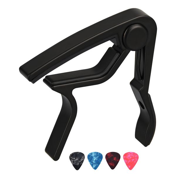 Guitar Capo, 1/2/4 Pack Guitar Capo with Guitar Picks, for Acoustic Guitar Electric Guitar Ukulele(1 Pack Black)