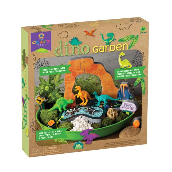 Craft-tastic Dino Garden — DIY Nature Craft Kit — Outdoor and Indoor Grow and Play — Comes with Dinosaurs, Seeds, and Garden Decorations — for Ages 4+ with Help