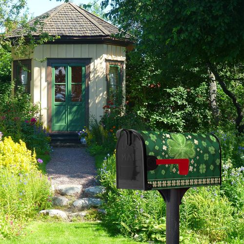 Dacawin St Patrick's Day Mailbox Cover Magnetic Large Size 25.5 X 21 Inch Green Shamrock Clovers Magnetic Mailbox Covers Oversized Spring Post Letter Box Cover Mailbox Wraps for Outside Garden Decor