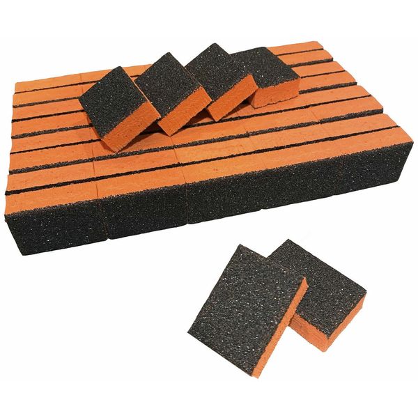 PrettyClaw | 40pc Disposable Nail Buffer Blocks 80/80 Black Grit Orange Buffing Blocks Nail Sanding Block 2 Sided Mini Nail Buffing Squares