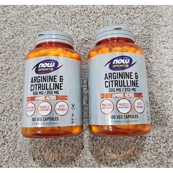 X2 LOT- Sports Arginine & Citrulline 500 mg/ 250 mg, 240 Caps Total [2 Pack]