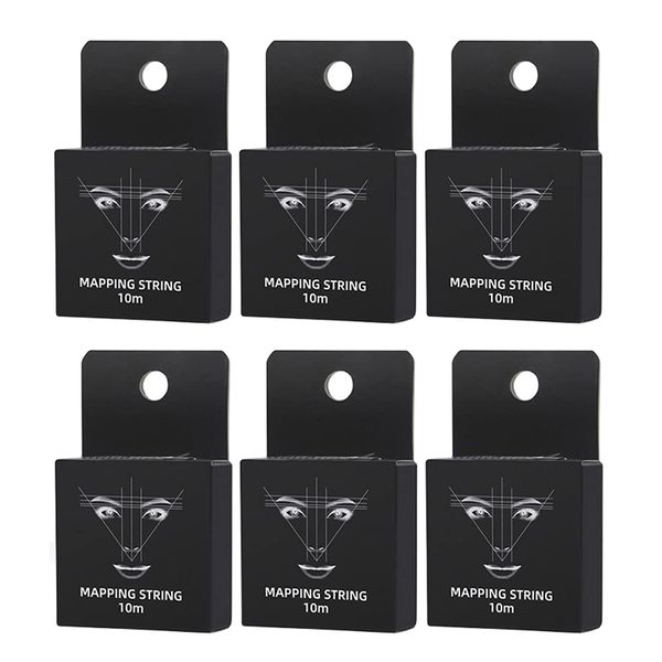 XIAOYU 10M Brow Mapping String Pre-Inked for Microblading, 6Pack, Black Box, White Ink