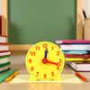 Jizlan Yellow 4 Inch Learning Clock Time Model Teacher Gear Clock 12/24 Hour Learning Tools Activity Toys