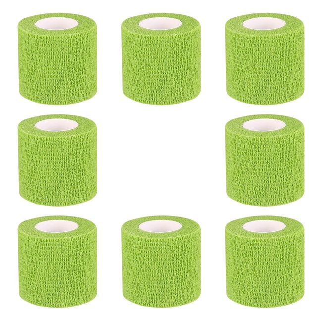 Cohesive Bandage 8 Pack Self Adhesive Bandage Wrap Breathable Bandage Wrap Rolls Athletic Elastic Self Adherent Wrap for Sports Injury,Wrist, Knee, Ankle Sprains and Swelling (5cm (Pack of 8), Green)