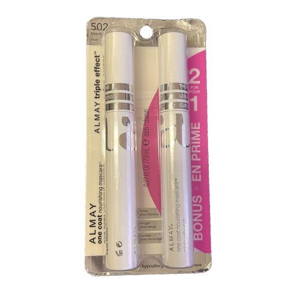 Almay One Coat Nourishing Triple Effect Mascara, # 502 Black, 2 for 1