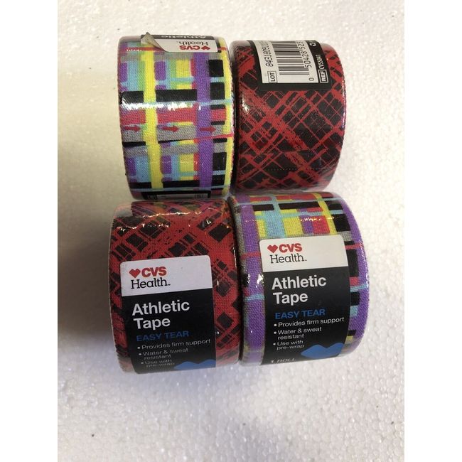 Lot Of 4 CVS Health Athletic Tape Easy Tear 10 Yards Each New