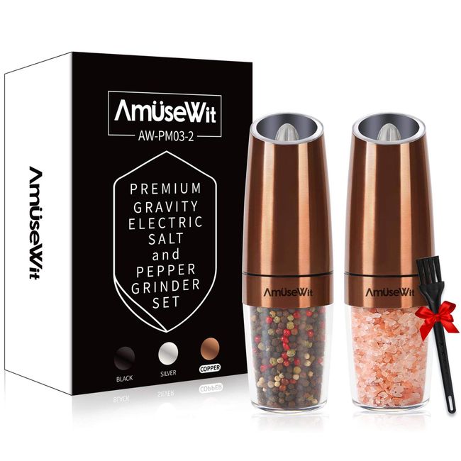 Gravity Electric Salt and Pepper Grinder Set, Automatic Pepper and