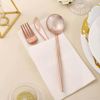 Tableclothsfactory 24 Pack | Rose Gold/Blush Sleek Modern Flatware Set, Premium Plastic Silverware Cutlery Set - 8"