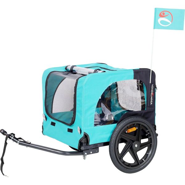 Light Blue Foldable Pet Jogging Stroller Dog Carriers Bicycle Trailer