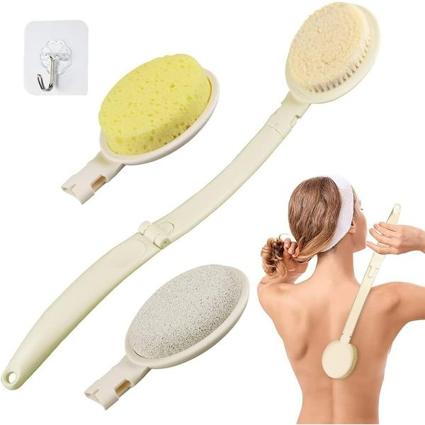 Foldable Shower Back Body Scrubber with Extra Long Handle Bath Brush Stiff brush