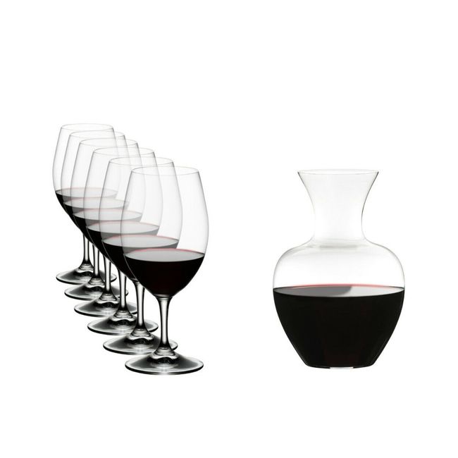 Riedel 540835 Ouverture Magnum Glasses with Apple Decanter Clear 7 Piece Set
