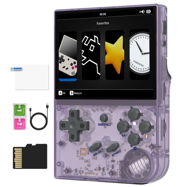 RG35XX 2024 Retro Handheld Game Console Linux System HD and TV Output 3.5 Inch IPS Screen 64G TF Card 5500+ Classic Games 2600mAh Battery( RG35XX 2024 Purple)