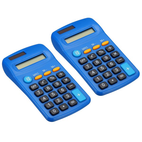 PATIKIL Basic Calculator, 2 Pack 8 Digit LCD Display Calculator 4 Function Small Desktop Calculator Battery Powered Handheld Calculator for Home Office, Dark Blue