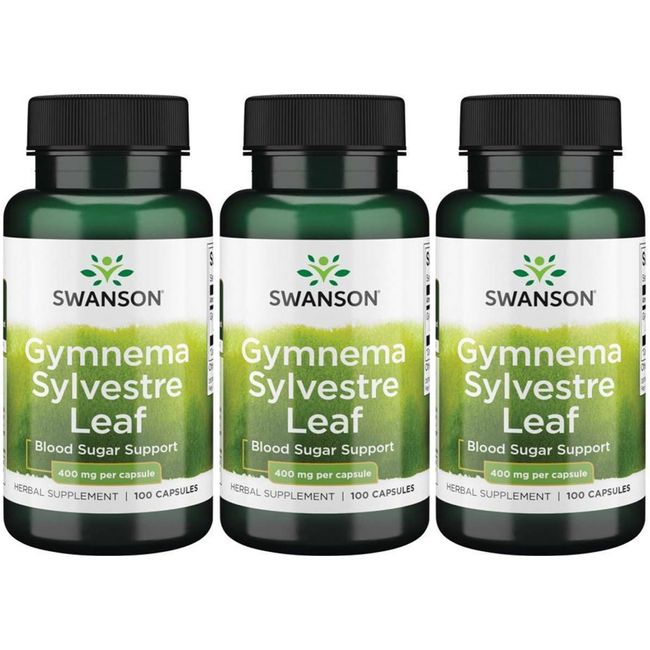 Swanson Gymnema Sylvestre Leaf 400 mg 3X 100 Capsules Glucose Sugar Metabolism