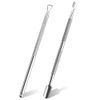 Fishing Fun Cuticle Pusher, 2 Pcs Stainless Steel Cuticle Pusher Tool,Double End Manicure Pedicure UV Gel Nail Polish Remover Tool for Fingernails and Toenails, Silver