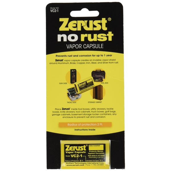 Zerust VC2-1/VC2-1/2-1 Rust Preventing Vapor Capsule, Yellow